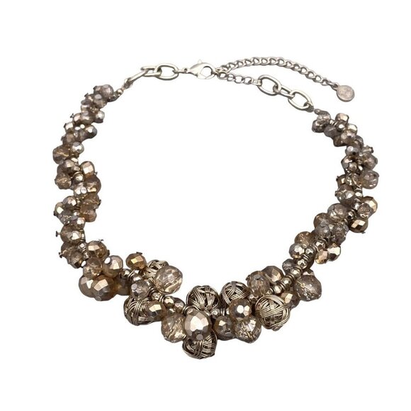 Simply Vera Wang Faceted Ball Beaded Cluster Necklace Gold Tone 13 to 17 inches - Picture 1 of 6